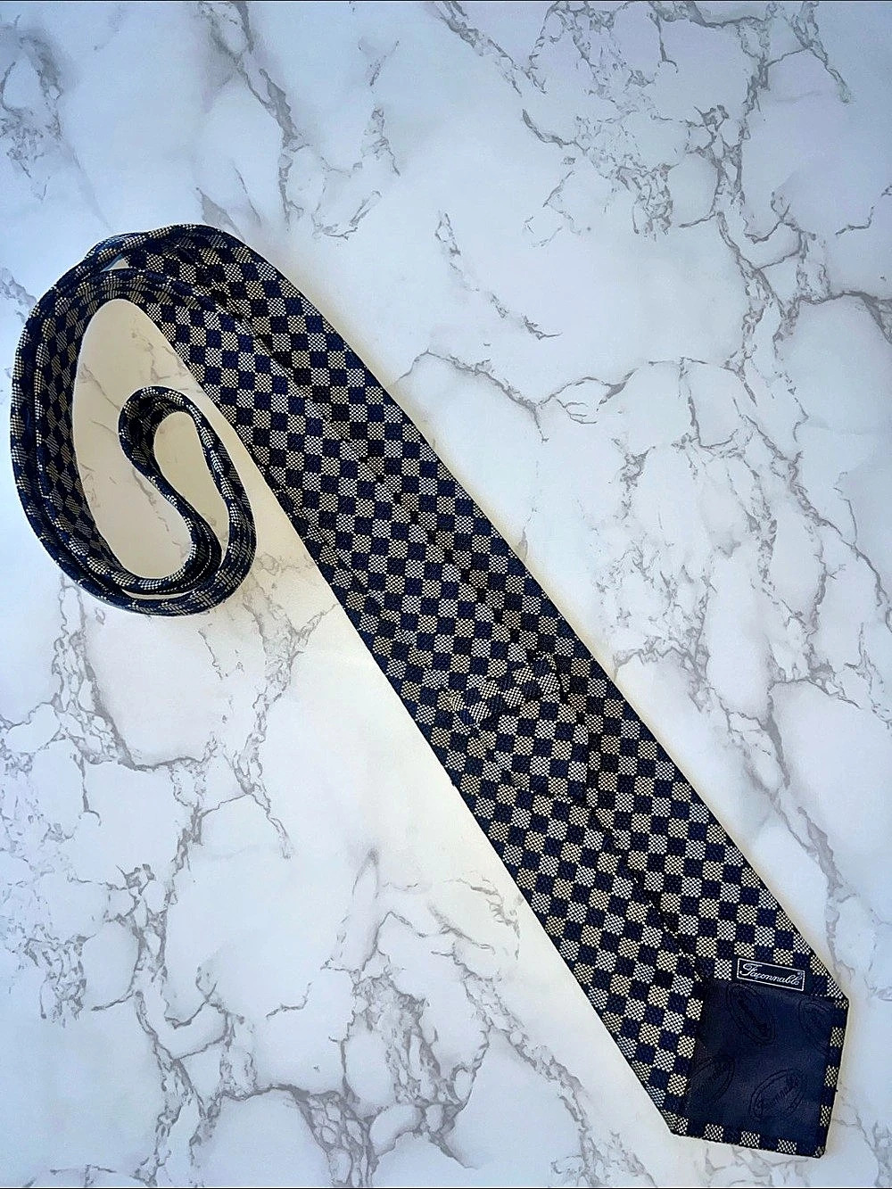 Façonnable -  Checkered Tie in Blue & Gold